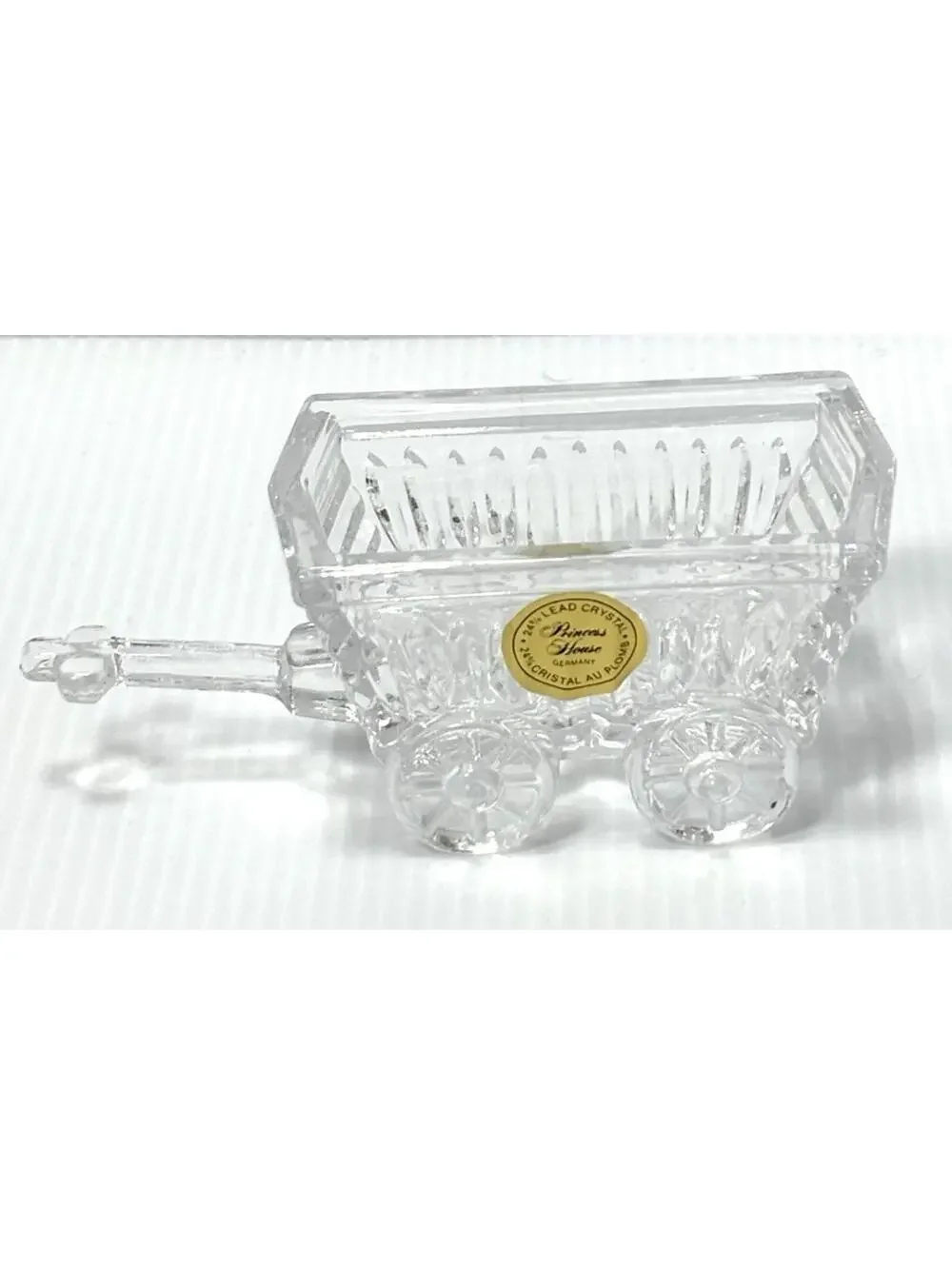 Princess House 24% Lead Crystal Cart Wagon Figurine Candy Dish Germany